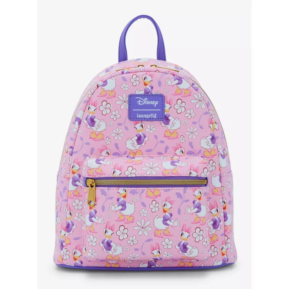 Loungefly Disney Daisy Duck Flower Floral Pink and Purple Mini Backpack